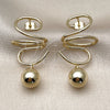 Oro Laminado Dangle Earring, Gold Filled Style Ball Design, Polished, Golden Finish, 02.213.0853