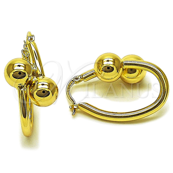 Oro Laminado Small Hoop, Gold Filled Style Ball Design, Polished, Golden Finish, 02.213.0854.25