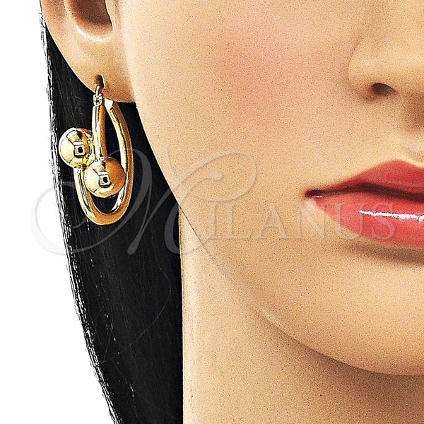 Gold Filled Hoop Earrings — Small Hoop Ball Design Polished 02. — alternate product view — SKU 162424 | Oro Laminado aretes de aro — aro pequeño Ball diseño pulido 02. — SKU 162424
