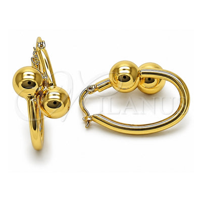 Oro Laminado Small Hoop, Gold Filled Style Ball Design, Polished, Golden Finish, 02.213.0854.25