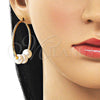 Oro Laminado Medium Hoop, Gold Filled Style Ball Design, with Ivory Pearl, Polished, Golden Finish, 02.213.0855.40