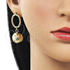 Oro Laminado Dangle Earring, Gold Filled Style Ball Design, Polished, Golden Finish, 02.213.0856