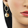Oro Laminado Dangle Earring, Gold Filled Style Ball Design, Polished, Golden Finish, 02.213.0856