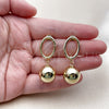 Oro Laminado Dangle Earring, Gold Filled Style Ball Design, Polished, Golden Finish, 02.213.0856