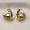 Oro Laminado Stud Earring, Gold Filled Style Ball Design, Polished, Golden Finish, 02.213.0857