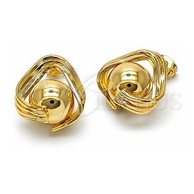 Oro Laminado Stud Earring, Gold Filled Style Ball Design, Polished, Golden Finish, 02.213.0857