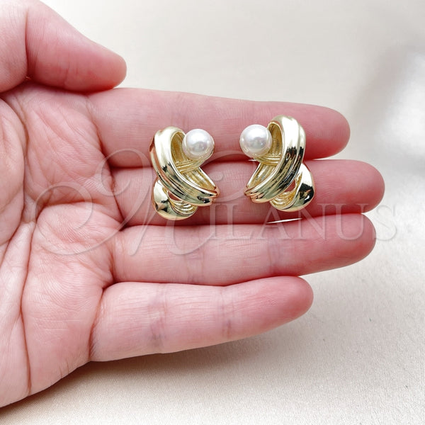 Gold Filled Ring — Stud Earring Ball Design with Ivory Pearl Polished — alternate product view — SKU 162428 | Oro Laminado anillo — Stud Earring Ball diseño with Ivory Pearl pulido — SKU 162428