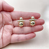 Oro Laminado Stud Earring, Gold Filled Style Ball and Hollow Design, Polished, Golden Finish, 02.213.0859