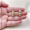 Oro Laminado Stud Earring, Gold Filled Style Ball and Hollow Design, Polished, Golden Finish, 02.213.0859