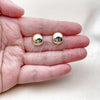 Oro Laminado Stud Earring, Gold Filled Style Ball Design, Polished, Golden Finish, 02.213.0860