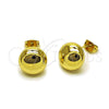 Oro Laminado Stud Earring, Gold Filled Style Ball Design, Polished, Golden Finish, 02.213.0860