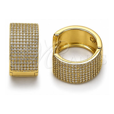 Oro Laminado Huggie Hoop, Gold Filled Style with White Cubic Zirconia, Polished, Golden Finish, 02.283.0320.22