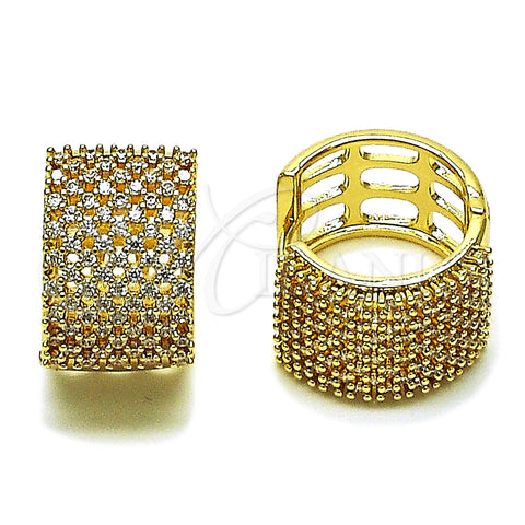 Oro Laminado Huggie Hoop, Gold Filled Style with White Cubic Zirconia, Polished, Golden Finish, 02.283.0321.22