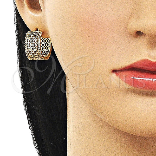 Gold Filled Hoop Earrings — Huggie Hoop with White Cubic Zirconia Polished 02. — alternate product view — SKU 162435 | Oro Laminado aretes de aro — Huggie Hoop with blanco Cubic Zirconia pulido 02. — SKU 162435