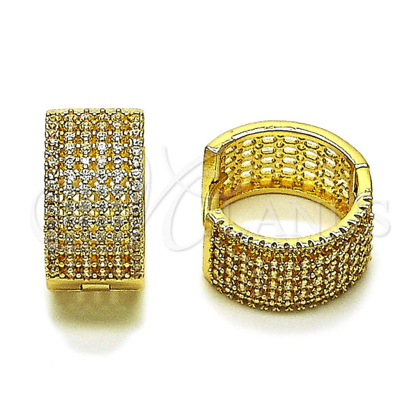 Gold Filled Hoop Earrings — Huggie Hoop with White Cubic Zirconia Polished 02. — main product view — SKU 162435 | Oro Laminado aretes de aro — Huggie Hoop with blanco Cubic Zirconia pulido 02. — SKU 162435