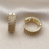 Oro Laminado Huggie Hoop, Gold Filled Style with White Cubic Zirconia, Polished, Golden Finish, 02.283.0264.20