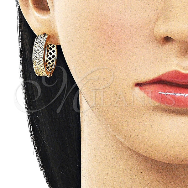 Gold Filled Hoop Earrings — Huggie Hoop with White Cubic Zirconia Polished 02. — alternate product view — SKU 162440 | Oro Laminado aretes de aro — Huggie Hoop with blanco Cubic Zirconia pulido 02. — SKU 162440