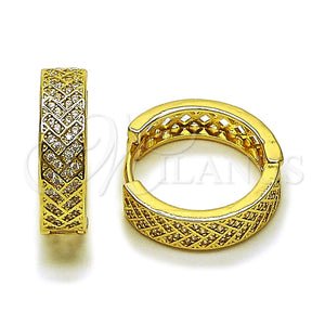 Gold Filled Hoop Earrings — Huggie Hoop with White Cubic Zirconia Polished 02. — main product view — SKU 162440 | Oro Laminado aretes de aro — Huggie Hoop with blanco Cubic Zirconia pulido 02. — SKU 162440