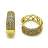 Oro Laminado Huggie Hoop, Gold Filled Style with White Micro Pave, Polished, Golden Finish, 02.283.0327.22