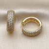 Oro Laminado Huggie Hoop, Gold Filled Style with White Cubic Zirconia, Polished, Golden Finish, 02.283.0328.25