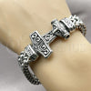 Stainless Steel Fancy Bracelet, Anchor and Square Franco Design, Polished, Steel Finish, 03.439.0001.09
