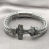 Stainless Steel Fancy Bracelet, Anchor and Square Franco Design, Polished, Steel Finish, 03.439.0001.09