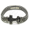 Stainless Steel Fancy Bracelet, Anchor and Square Franco Design, Polished, Steel Finish, 03.439.0001.09