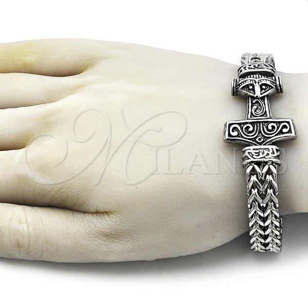 Stainless Steel Bracelet — Fancy Bracelet Anchor and Square Franco Design Polished — alternate product view — SKU 162444 | Acero Inoxidable brazalete — elegante Bracelet Anchor and Square Franco diseño pulido — SKU 162444