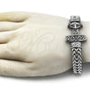 Stainless Steel Fancy Bracelet, Anchor and Square Franco Design, Polished, Steel Finish, 03.439.0001.09 (12 MM Thickness, 9 Inches Length)