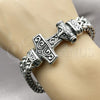 Stainless Steel Fancy Bracelet, Anchor and Square Franco Design, Polished, Steel Finish, 03.439.0001.09 (12 MM Thickness, 9 Inches Length)