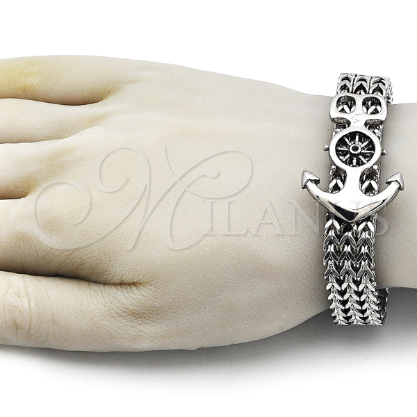 Stainless Steel Bracelet — Fancy Bracelet Anchor and Square Franco Design Polished — alternate product view — SKU 162445 | Acero Inoxidable brazalete — elegante Bracelet Anchor and Square Franco diseño pulido — SKU 162445