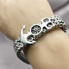 Stainless Steel Fancy Bracelet, Anchor and Square Franco Design, Polished, Steel Finish, 03.439.0002.09 (Thickness, 9 Inches Length)