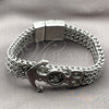 Stainless Steel Fancy Bracelet, Anchor and Square Franco Design, Polished, Steel Finish, 03.439.0002.09 (Thickness, 9 Inches Length)