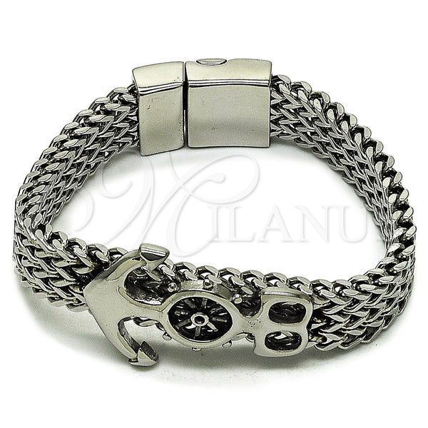 Stainless Steel Bracelet — Fancy Bracelet Anchor and Square Franco Design Polished — main product view — SKU 162445 | Acero Inoxidable brazalete — elegante Bracelet Anchor and Square Franco diseño pulido — SKU 162445