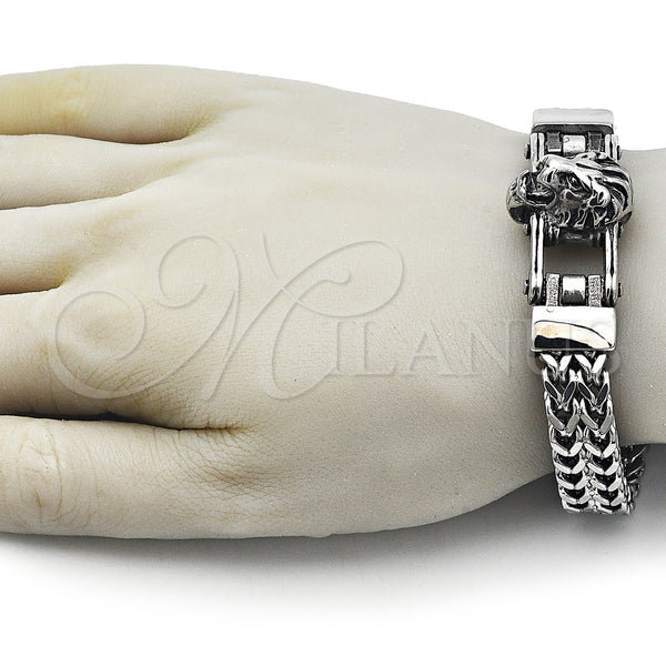 Stainless Steel Bracelet — Fancy Bracelet Lion and Square Franco Design Polished — alternate product view — SKU 162446 | Acero Inoxidable brazalete — elegante Bracelet Lion and Square Franco diseño pulido — SKU 162446