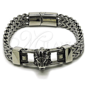 Stainless Steel Bracelet — Fancy Bracelet Lion and Square Franco Design Polished — main product view — SKU 162446 | Acero Inoxidable brazalete — elegante Bracelet Lion and Square Franco diseño pulido — SKU 162446
