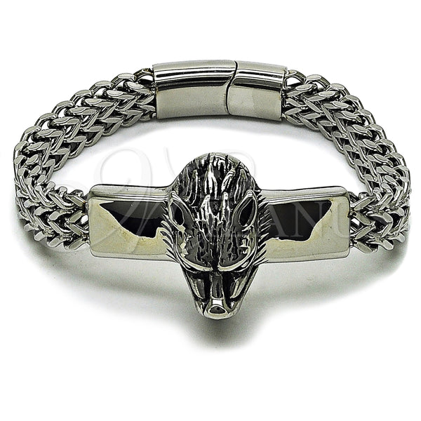 Stainless Steel Fancy Bracelet, Lion Design, Polished, Steel Finish, 03.439.0004.09