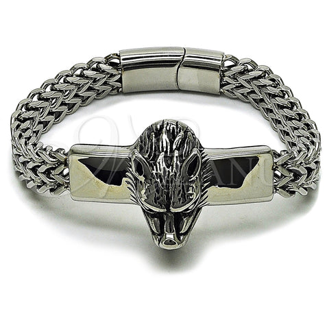 Stainless Steel Fancy Bracelet, Lion Design, Polished, Steel Finish, 03.439.0004.09