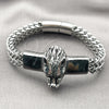 Stainless Steel Fancy Bracelet, Lion Design, Polished, Steel Finish, 03.439.0004.09 (12 MM Thickness, 9 Inches Length)