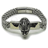 Stainless Steel Fancy Bracelet, Lion Design, Polished, Steel Finish, 03.439.0004.09 (12 MM Thickness, 9 Inches Length)