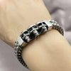 Stainless Steel Fancy Bracelet, Skull and Square Franco Design, Polished, Steel Finish, 03.439.0005.09 (12 MM Thickness, 9 Inches Length)