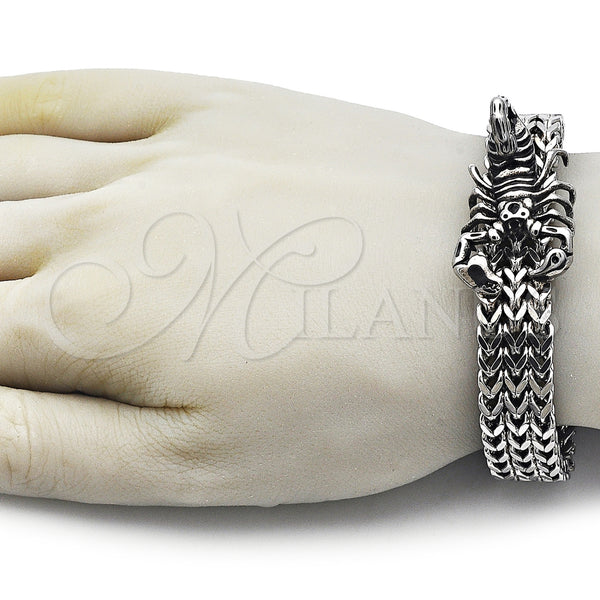 Stainless Steel Bracelet — Fancy Bracelet Scorpion and Square Franco Design Polished — alternate product view — SKU 162449 | Acero Inoxidable brazalete — elegante Bracelet Scorpion and Square Franco diseño pulido — SKU 162449