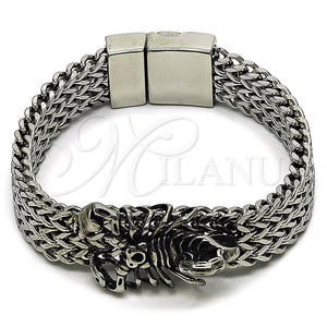 Stainless Steel Bracelet — Fancy Bracelet Scorpion and Square Franco Design Polished — main product view — SKU 162449 | Acero Inoxidable brazalete — elegante Bracelet Scorpion and Square Franco diseño pulido — SKU 162449