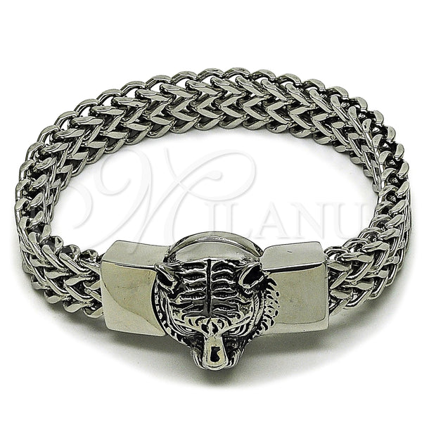 Stainless Steel Fancy Bracelet, Square Franco Design, Polished, Steel Finish, 03.439.0007.09