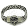 Stainless Steel Fancy Bracelet, Square Franco Design, Polished, Steel Finish, 03.439.0007.09