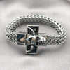 Stainless Steel Fancy Bracelet, Skull and Square Franco Design, Polished, Steel Finish, 03.439.0008.09