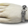 Stainless Steel Fancy Bracelet, Lion and Square Franco Design, Polished, Steel Finish, 03.439.0009.09