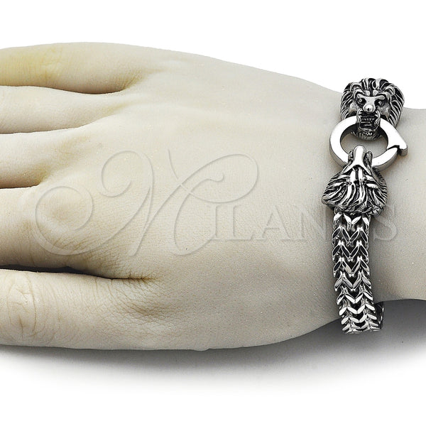 Stainless Steel Bracelet — Fancy Bracelet Lion and Square Franco Design Polished — alternate product view — SKU 162452 | Acero Inoxidable brazalete — elegante Bracelet Lion and Square Franco diseño pulido — SKU 162452