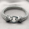 Stainless Steel Fancy Bracelet, Lion and Square Franco Design, Polished, Steel Finish, 03.439.0009.09 (10 MM Thickness, 9 Inches Length)