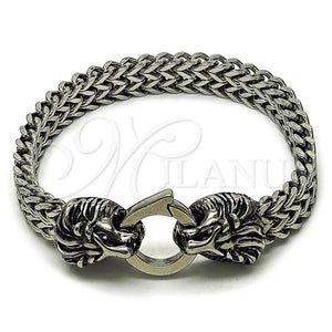 Stainless Steel Bracelet — Fancy Bracelet Lion and Square Franco Design Polished — main product view — SKU 162452 | Acero Inoxidable brazalete — elegante Bracelet Lion and Square Franco diseño pulido — SKU 162452